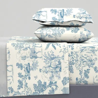 Spoonflower Greek Mythology Toile Blue On Cream King Sheet Set