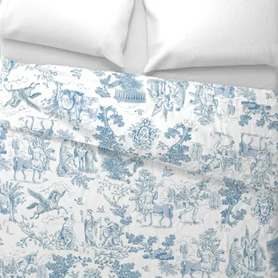 Spoonflower Greek Mythology Toile Blue On White Wide Cotton Sateen 3.5 oz 26" X 20" Standard Knife Edge