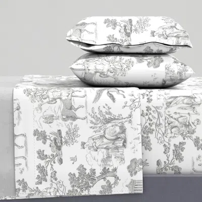 Spoonflower Greek Mythology Toile Gray Queen Sheet Set