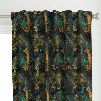 Spoonflower Green And Gold Dragon Curtain Panel