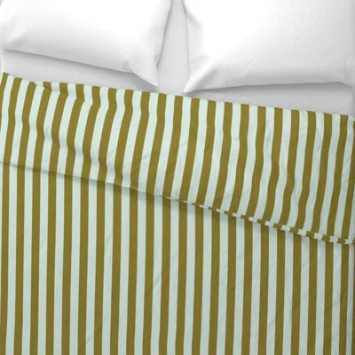 Spoonflower Green And Mint Stripe 1" Wide Cotton Sateen 3.5 oz 26" X 20" Standard Knife Edge