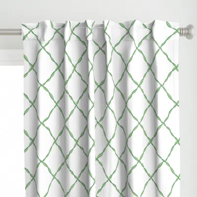 Spoonflower Green And White Ribbon Curtain Panel