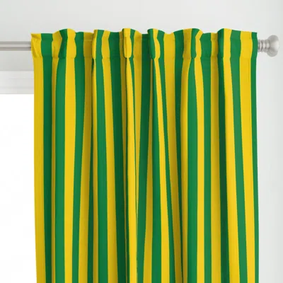 Spoonflower Green And Yellow Stripe - Curtain Panel