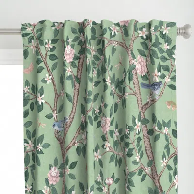 Spoonflower Green Elsie's Garden Curtain Panel