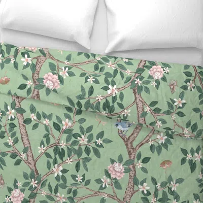 Spoonflower Green Elsie's Garden Euro Pillow Sham