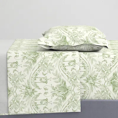 Spoonflower Green Frogs In A Flower Garden Damask Twin Xl Sheet Set