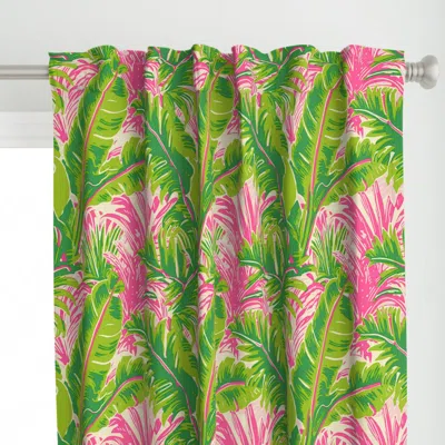 Spoonflower Green Lime And Pink Curtain Panel