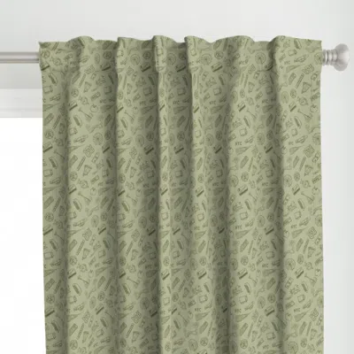 Spoonflower Green Nyc Landmarks Curtain Panel