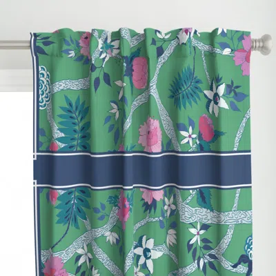 Spoonflower Green Peony Branch Mural Curtain Panel