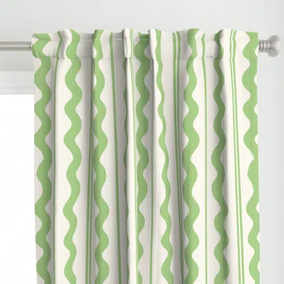 Spoonflower Green Vertical Stripes Curtain Panel
