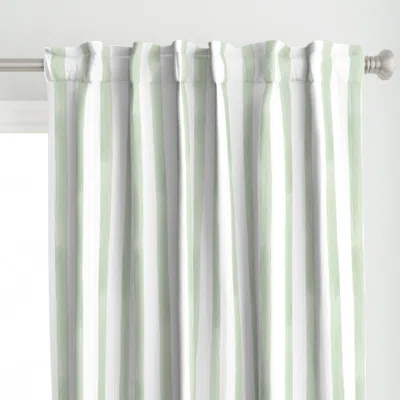 Spoonflower Green Watercolor Stripes Curtain Panel