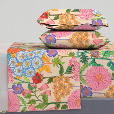 Spoonflower Groovy Florals Cal King Sheet Set