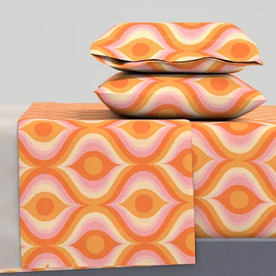 Spoonflower Groovy Psychedelic Swirl Retro Vintage 8 Large Scale 60s 70s Orange Pink By Full Sheet S