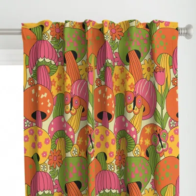 Spoonflower Groovy Retro Mushroom Curtain Panel
