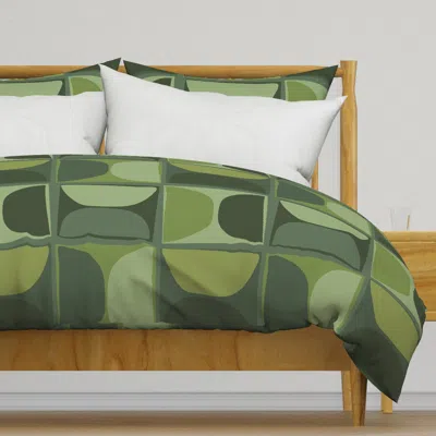 Spoonflower Half Dot Abstract Large Olive Duvet Cover
