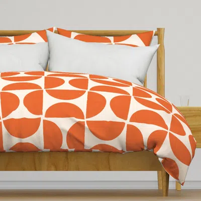Spoonflower Half Moon In Blaze Orange - Duvet Cover
