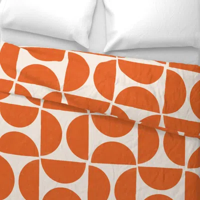 Spoonflower Half Moon In Blaze Orange - Large Wide Cotton Sateen 3.5 oz 26" X 20" Standard Knife Edge