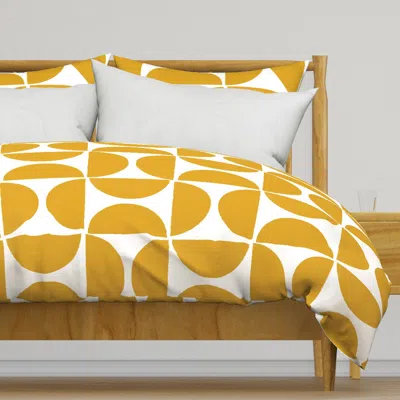 Spoonflower Half Moon Mustard - Large Duvet Cover