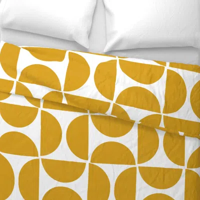 Spoonflower Half Moon Mustard - Large Wide Cotton Sateen 3.5 oz 26" X 20" Standard Knife Edge