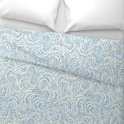 Spoonflower Halfshell - Cream/ Blue Wide Cotton Sateen 3.5 oz 26" X 20" Standard Knife Edge