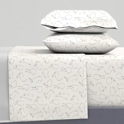 Spoonflower Hand Drawn Easter Bunny Rabbits On Bone Queen Sheet Set