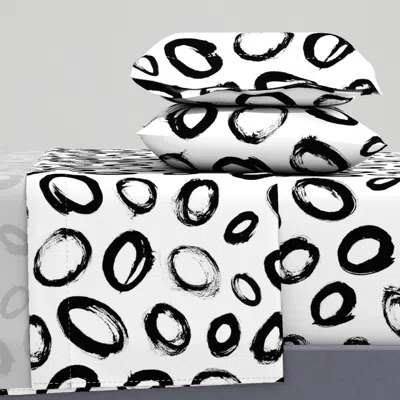 Spoonflower Hand-drawn Circle Abstract Ink Pattern - Artistic And Unique Design King Sheet Set