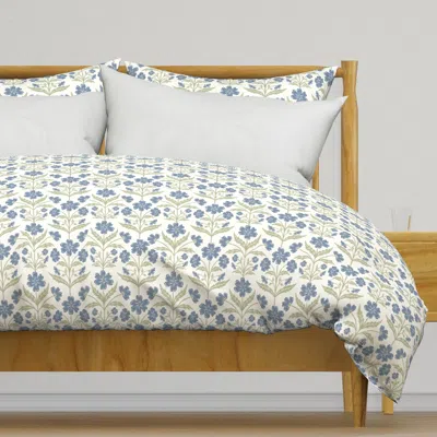 Spoonflower Hand-drawn Floral Wood Block Duvet Cover