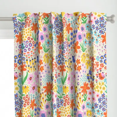Spoonflower Happy Cats Hiding In The Curtain Panel