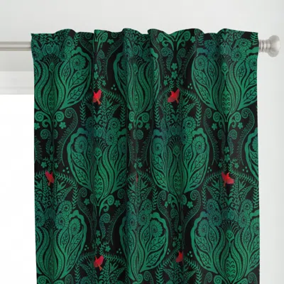 Spoonflower Hapuu Fern Damask Green Curtain Panel