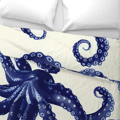Spoonflower Hawaiian Octopus In Toile Wide Cotton Sateen 3.5 oz 26" X 20" Standard Knife Edge