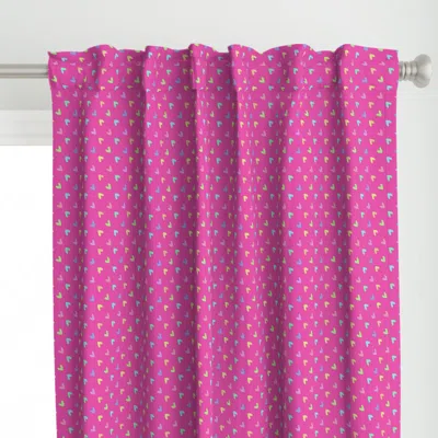Spoonflower Hearts Pattern On Pink Curtain Panel