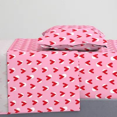 Spoonflower Hearts - Pink & Red Twin Xl Sheet Set