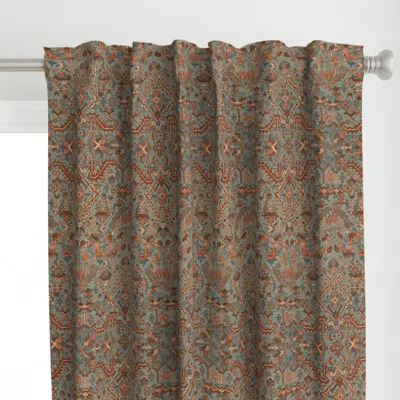 Spoonflower Heriz Fans Sea Green Curtain Panel