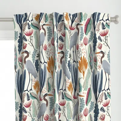 Spoonflower Heron And Plants - Curtain Panel
