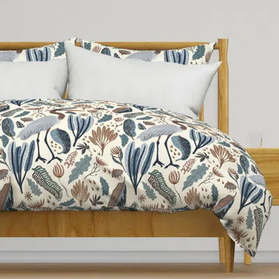 Spoonflower Heron And Plants - One Single Duvet Cover