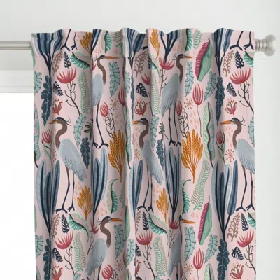 Spoonflower Heron And Plants - Rosa - Curtain Panel
