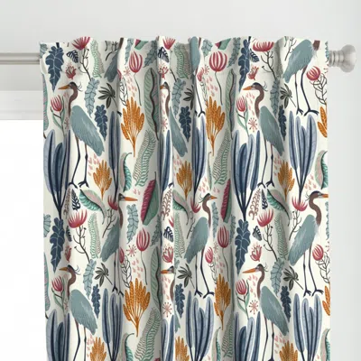 Spoonflower Heron And Plants-lighter Curtain Panel