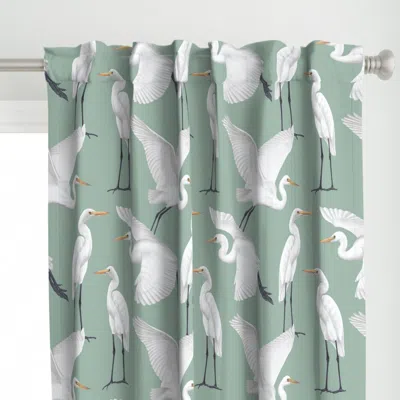 Spoonflower Heron - Light Green - Curtain Panel