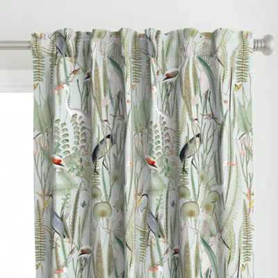 Spoonflower Herons In Marsh For Pale Curtain Panel