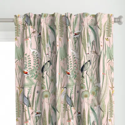 Spoonflower Herons In Marsh On Blush Curtain Panel