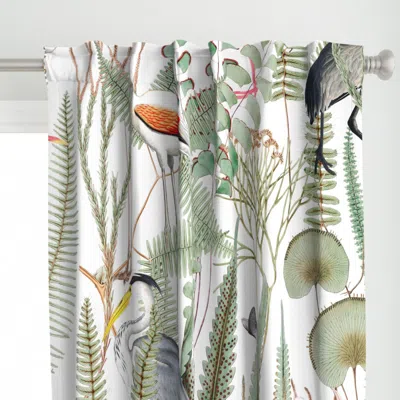 Spoonflower Herons In Marsh On White Curtain Panel