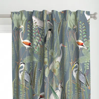 Spoonflower Herons In Marsh Slate Curtain Panel