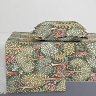 Spoonflower Hide And Seek With Wild Animals In The Forest -neutral - Large Scale Twin Xl Sheet Set