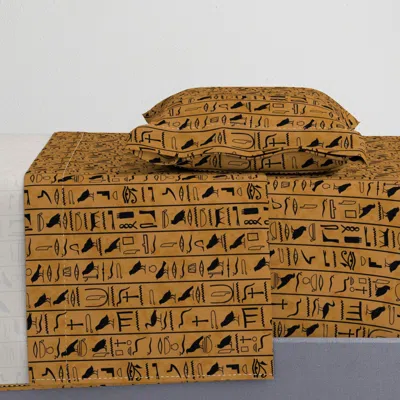 Spoonflower Hieroglyphic - Brown Twin Xl Sheet Set
