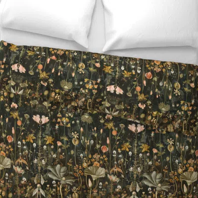 Spoonflower Hieronymus Bosch Botanical Green Gold Peach Wide Cotton Sateen 3.5 oz 26" X 20" Standard Knife Edge