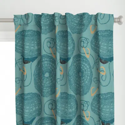 Spoonflower Hina'i Fish Trap Sea Blue Curtain Panel