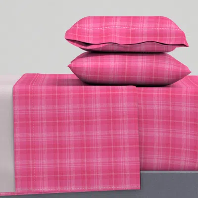 Spoonflower Holiday Texturized Plaid Full Sheet Set
