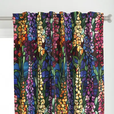 Spoonflower Hollyhock Stained Glass Curtain Panel