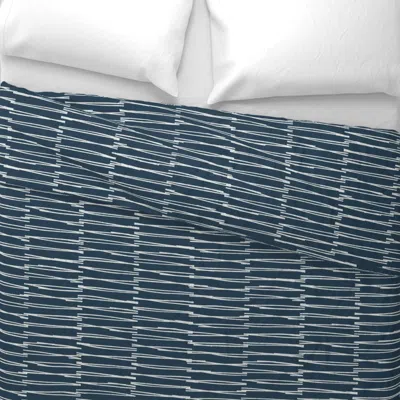Spoonflower Horizontal Vertical (lg Navy) Wide Cotton Sateen 3.5 oz 26" X 20" Standard Knife Edge