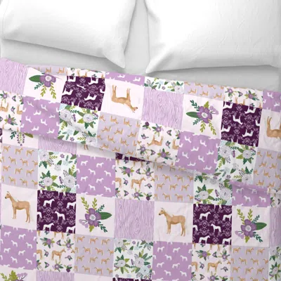 Spoonflower Horse Quilt Cheater Quilt Purple Palomino Horse Horse Cheater Quilt 6 Wide Cotton Sateen 3.5 oz 26" 